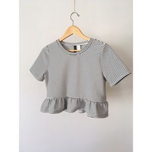 H&M Striped Peplum Top